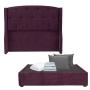 CABECERA MATRIMONIAL DICASA ZEFYR COLOR MORADO + BASE CAMA + ROPA DE CAMA