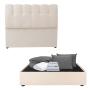 CABECERA QUEEN SIZE DICASA NUBE COLOR BEIGE + BASE CAMA + ROPA DE CAMA