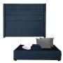 CABECERA QUEEN SIZE DICASA LUGO COLOR AZUL + BASE CAMA + 2 ALMOHADAS + PROTECTOR + SÁBANAS