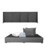 CABECERA KING SIZE DICASA MILAN COLOR GRIS + BASE CAMA + 2 ALMOHADAS + PROTECTOR + SÁBANAS