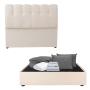 CABECERA MATRIMONIAL DICASA NUBE COLOR BEIGE + BASE CAMA + ROPA DE CAMA
