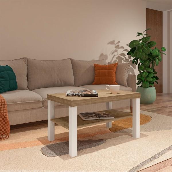 MESA DE CENTRO AUXILIAR UP MDP 80 X 45 X 45 CM ROBLE OFF WHITE
