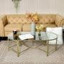 MESA DE CENTRO AUXILIAR METAL Y VIDRIO 125 X 55 X 45 CM CLARO