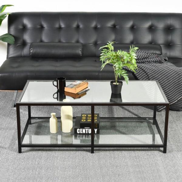 MESA DE CENTRO DECORATIVA JUSTIN METAL VIDRIO 110 X 50 X 42 CM CLARO