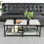 MESA DE CENTRO DECORATIVA JUSTIN METAL VIDRIO 110 X 50 X 42 CM CLARO