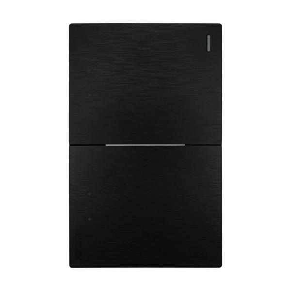 PLACA PLANA CON 2 INTERRUPTORES DE ESCALERA DE 1.5 MÓDULOS FLAT NEGRA
