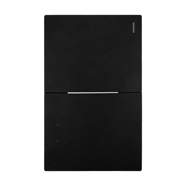 PLACA PLANA CON 2 INTERRUPTORES SENCILLOS DE 1.5 MÓDULOS FLAT NEGRA