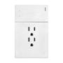 PLACA PLANA CON 1 INTERRUPTOR DE ESCALERA Y 2 CONTACTOS DE 1 MODULO FLAT BLANCA
