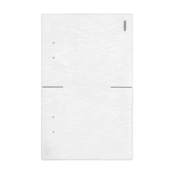 PLACA PLANA CON 2 INTERRUPTORES DE ESCALERA DE 1.5 MÓDULOS FLAT BLANCA
