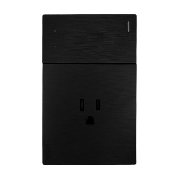 PLACA PLANA CON 1 INTERRUPTOR DE ESCALERA Y 1 CONTACTO DE 1.5 MÓDULOS FLAT NEGRA