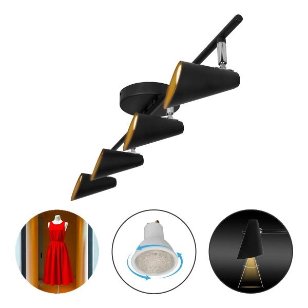 LAMPARA DE SOBREPONER EN TECHO CON FOCO GU10 IRC90 , 24W, COLOR NEGRO