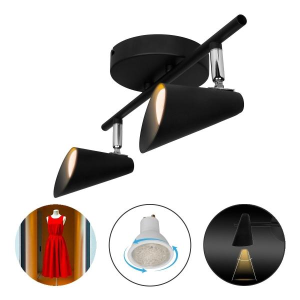 LAMPARA DE SOBREPONER EN TECHO CON FOCO GU10 IRC90 , 12W, COLOR NEGRO