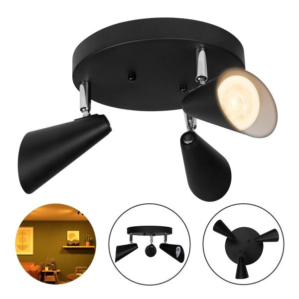 LAMPARA DE SOBREPONER EN TECHO LED, LUZ CALIDA 2400K, 18W, COLOR NEGRO