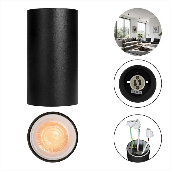 LAMPARA DE SOBREPONER EN TECHO, LUZ CALIDA 2400K, 6W, COLOR NEGRO