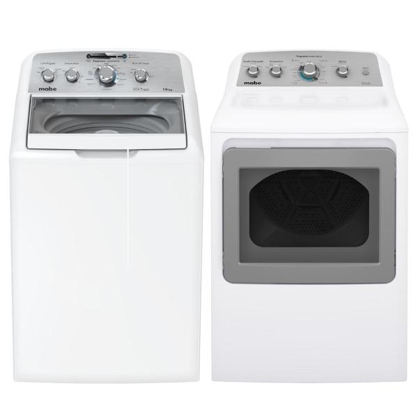 COMBO LAVADORA 19 KG Y SECADORA 22 KG A GAS MABE BLANCO