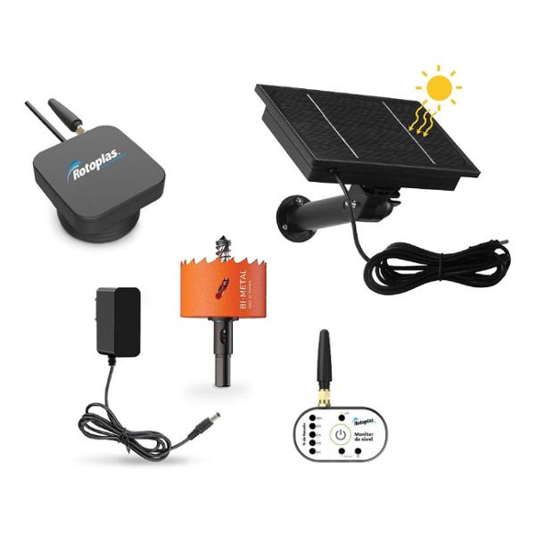 MEDIDOR DE NIVEL DE AGUA CON SENSOR ULTRASÓNICO SOLAR DE NYLON 24 X 13 X 16 CM NEGRO