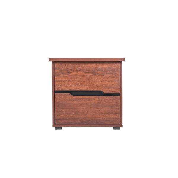 BURÓ CON 2 CAJONES COLOR NOGAL - MADERA MDF Y MELAMINA