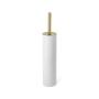 CEPILLO DE BAÑO SANITARIO CERDAS DE PLÁSTICO BASE ALTA BLANCO Y DORADO METAL