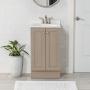 MUEBLE PARA BAÑO A PISO NEW ORLEANS 18" BEIGE LAMINADO CON LAVABO BLANCO