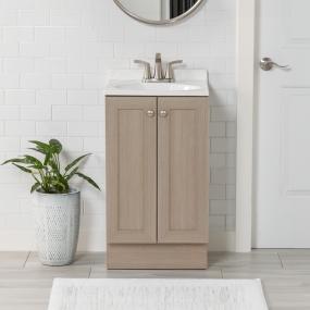 MUEBLE PARA BAÑO A PISO NEW ORLEANS 18" BEIGE LAMINADO CON LAVABO BLANCO