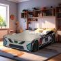 CAMA INFANTIL INDIVIDUAL DE MDF BLANCA CON ALERON ESTILO INFANTIL 150 KG