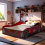 CAMA INFANTIL INDIVIDUAL DE MDF ROJA DISEÑO COCHE ESTILO INFANTIL 150 KG
