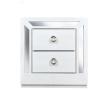BURÓ CON 2 CAJONES COLOR BLANCO Y PLATA - MADERA MDF