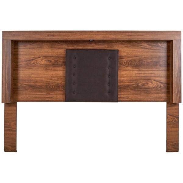CABECERA KING SIZE MDF NOGAL Y NEGRO CON LUZ MODERNA PARA RECÁMARA