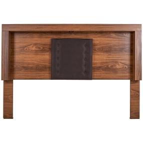 CABECERA KING SIZE MDF NOGAL Y NEGRO CON LUZ MODERNA PARA RECÁMARA