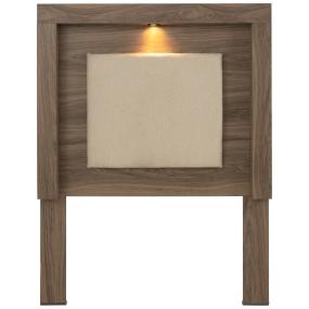 CABECERA INDIVIDUAL MDF GRIS CON LUZ MODERNA PARA RECÁMARA