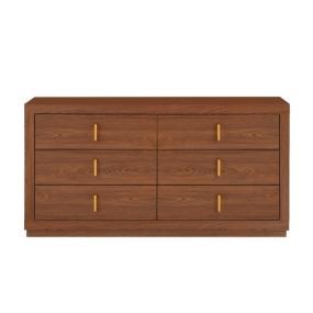 CÓMODA CAJONERA DE MDF NOGAL 6 CAJONES PARA RECÁMARA DISEÑO MODERNO ARMADA