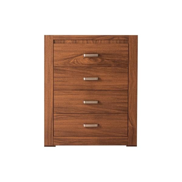 CÓMODA CAJONERA DE MDF NOGAL 4 CAJONES PARA RECÁMARA DISEÑO FUNCIONAL ARMADA
