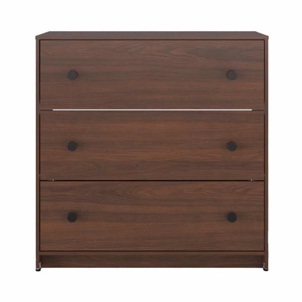 CÓMODA CAJONERA DE MADERA NOGAL 3 CAJONES PARA RECÁMARA MODERNA AMPLIO ALMACENAMIENTO