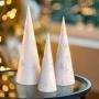 SET DECORATIVO NAVIDEÑO PINOS MODERNO BLANCO HIERRO 3 PIEZAS