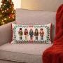 COJÍN NAVIDEÑO CASCANUECES BLANCO 25 X 45 CM DECORATIVO