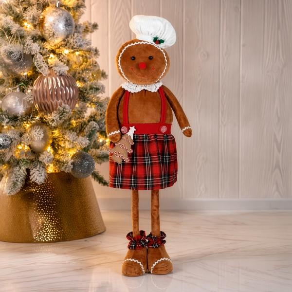PELUCHE NAVIDEÑO GALLETA DE GENGIBRE NIÑA CAFÉ POLIÉSTER 1 M