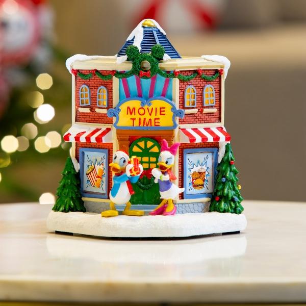 VILLA NAVIDEÑA DONALD Y DAISY DE POLIRESINA CON LUZ LED 18 CM