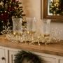 PORTAVELAS NAVIDEÑO ELEGANTE CUENTAS DORADO METÁLICO VIDRIO CRAQUELADO 70 CM