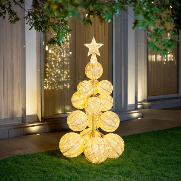 FIGURA NAVIDEÑA ÁRBOL DE ESFERAS CON LUZ LED 230 CM DORADO