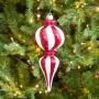 COLGANTE NAVIDEÑO FINIAL 26 CM RAYAS ROJO Y BLANCO BRILLANTE