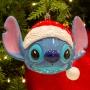 COLGANTE NAVIDEÑO CABEZA DE STITCH 15.5 CM AZUL Y ROJO BRILLANTE