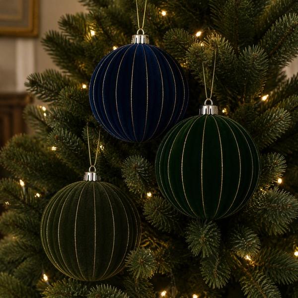 COLGANTE NAVIDEÑO 1 PIEZA 15 CM 3 COLORES VELVET CON DORADO