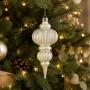 COLGANTE NAVIDEÑO DECORATIVO FINIAL 26 CM BLANCO MATE CON BRILLOS