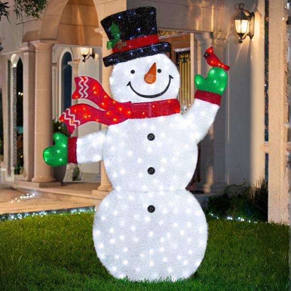 FIGURA NAVIDEÑA MONO DE NIEVE CON LUZ LED BLANCA CÁLIDA 2.5 M 210 FOCOS