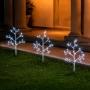 ESTACAS NAVIDEÑAS CON LUZ LED ÁRBOL NEVADO BLANCO PARA EXTERIOR 3 PIEZAS