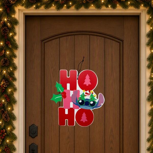 COLGANTE NAVIDEÑO DECORATIVO STITCH 25 CM MDF ROJO PARA PUERTA