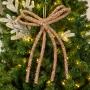 COLGANTE NAVIDEÑO MOÑO 1 PIEZA 42 CM CHAMPAGNE CON BRILLOS