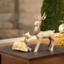 SET DE DECORACIÓN DE MESA NAVIDEÑO RENOS BEIGE POLIRESINA 2 PIEZAS