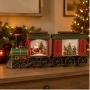 ADORNO PARA MESA NAVIDEÑO TREN DE AGUA GIRATORIO SANTA Y NIÑOS CON LUZ LED 40 CM