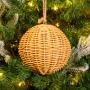 COLGANTE NAVIDEÑO RATTAN TEJIDO 15 CM BEIGE MATE
